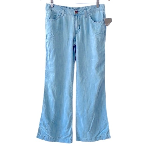 Anthropologie Cloth & Stone Chambray Wide Leg Pants - Picture 2 of 8